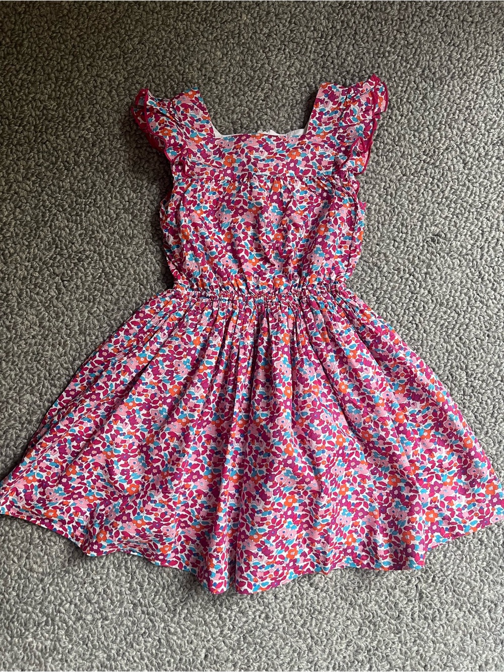 JACADI Liberty Girls' Pink Floral Ruffle Sleeve Dress - Unbranded